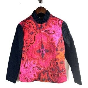 Dana Buchman Women's Size 8 Quilted Zip Up Blaze Jacket Coat Paisley Mandala